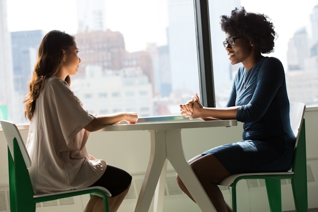 Supportive conversation in a calm room